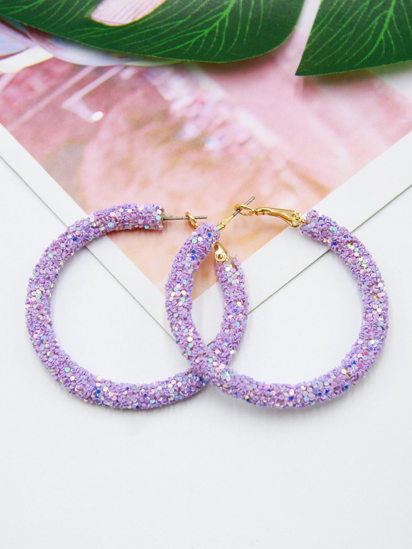 Sequin Decor Hoop Earrings
