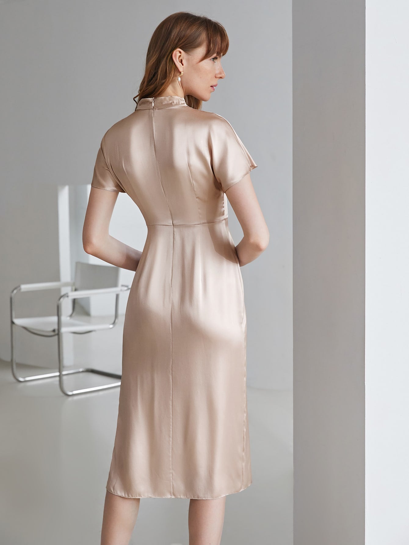 MOTF PREMIUM 100% SILK DRAPED DRESS