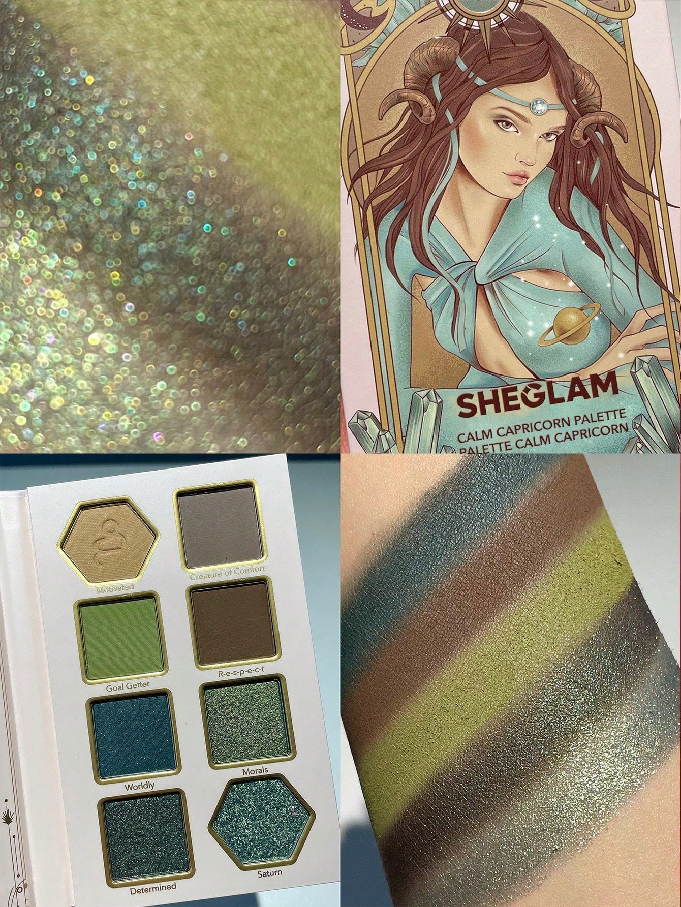 SHEGLAM Calm Capricorn Palette 8-Clolor Shimmer Pearlescent Matte Eyeshadow Palette Grey Brown Blue Green Glitter High Pigment Long Wear Blendable Pro Eyeshadow Black Friday Winter Brown Eyeshadow