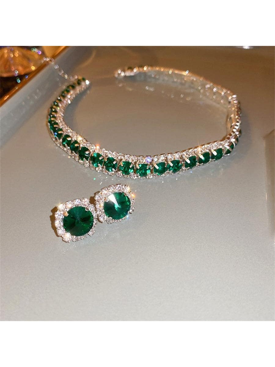 3Pcs/Set Rhinestone Decor Jewelry Set