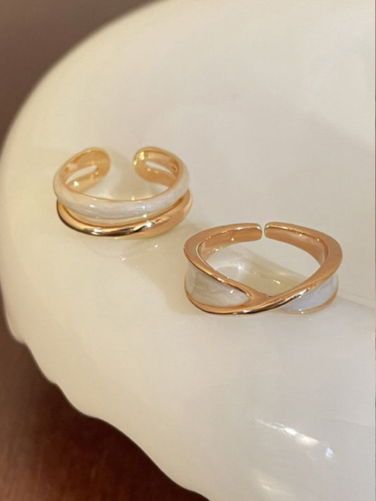 2Pcs/Set Simple & Fashionable & Versatile & High-End Feeling & Light Luxury Alloy Rings for Daily Wear