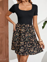 SHEIN Clasi Floral Print Scoop Neck Dress