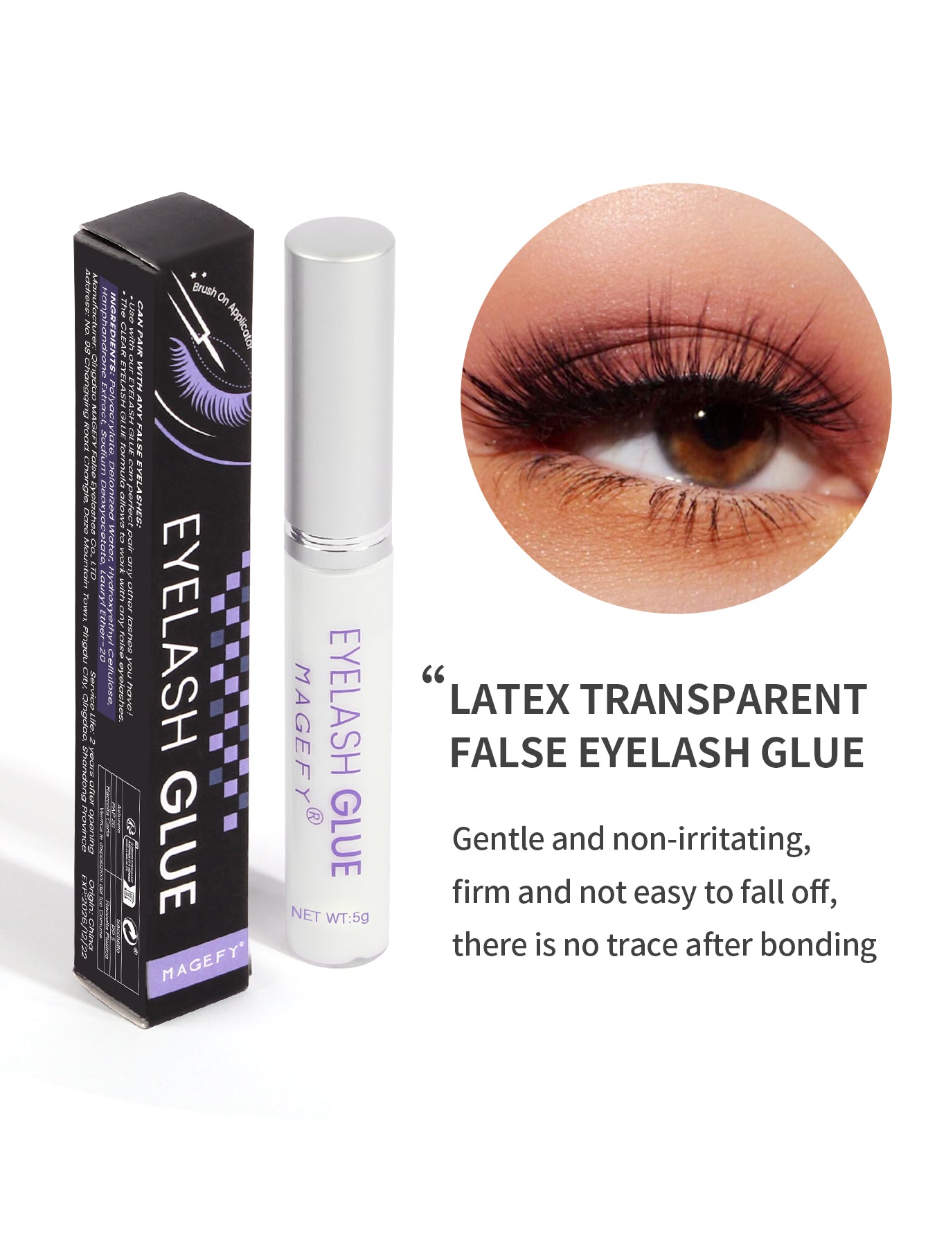 MAGEFY 1Pc Eyelash Glue,Naturally Invisible after Drying,Stick Firmly for Everyday Use for Eyelashes, Travel Essentials