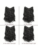 Synthetic Fiber Big Wavy V Shaped Hair Extensions for White People, Invisible Four Clip Hairpiece, 16/20/24 Inch Available in Black and Brown