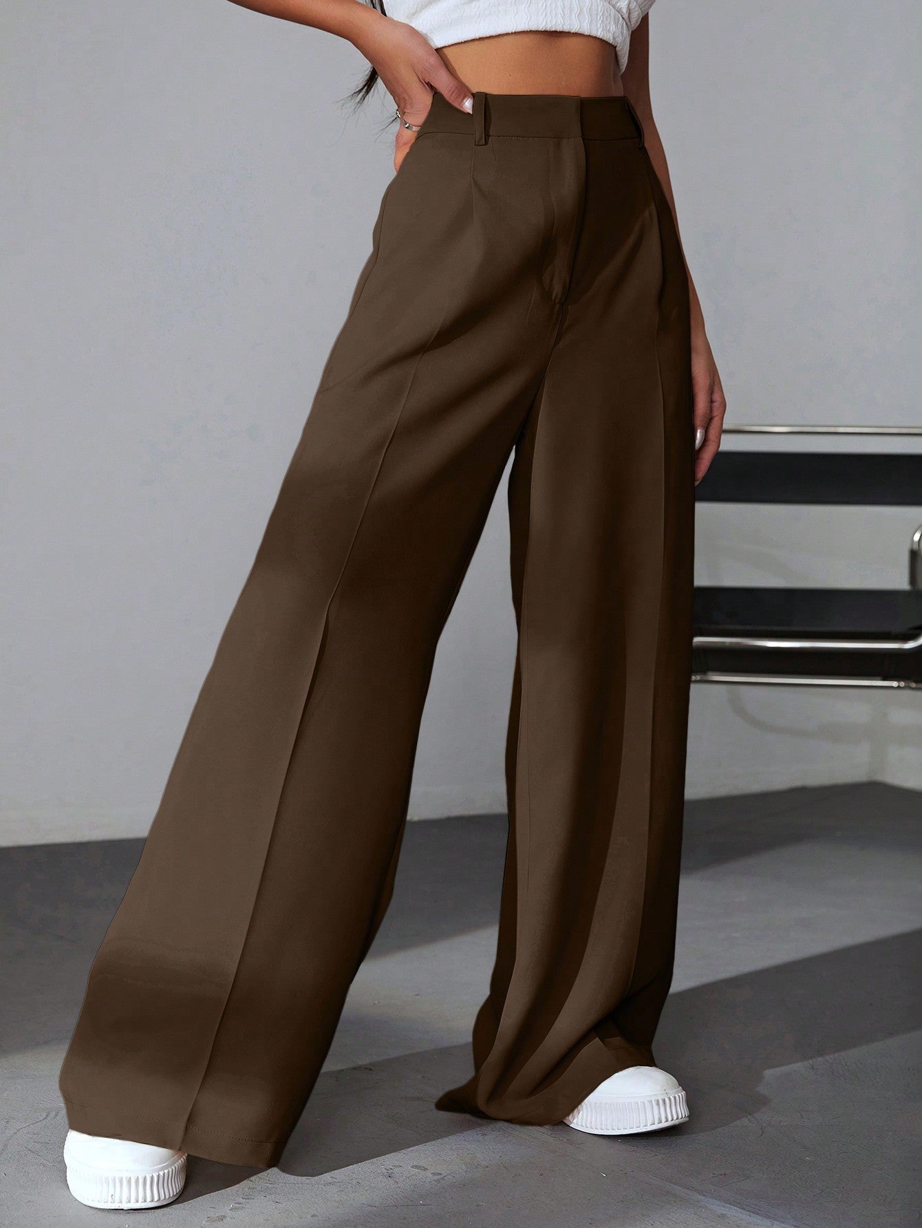SHEIN Ezwear Solid High Waist Pants