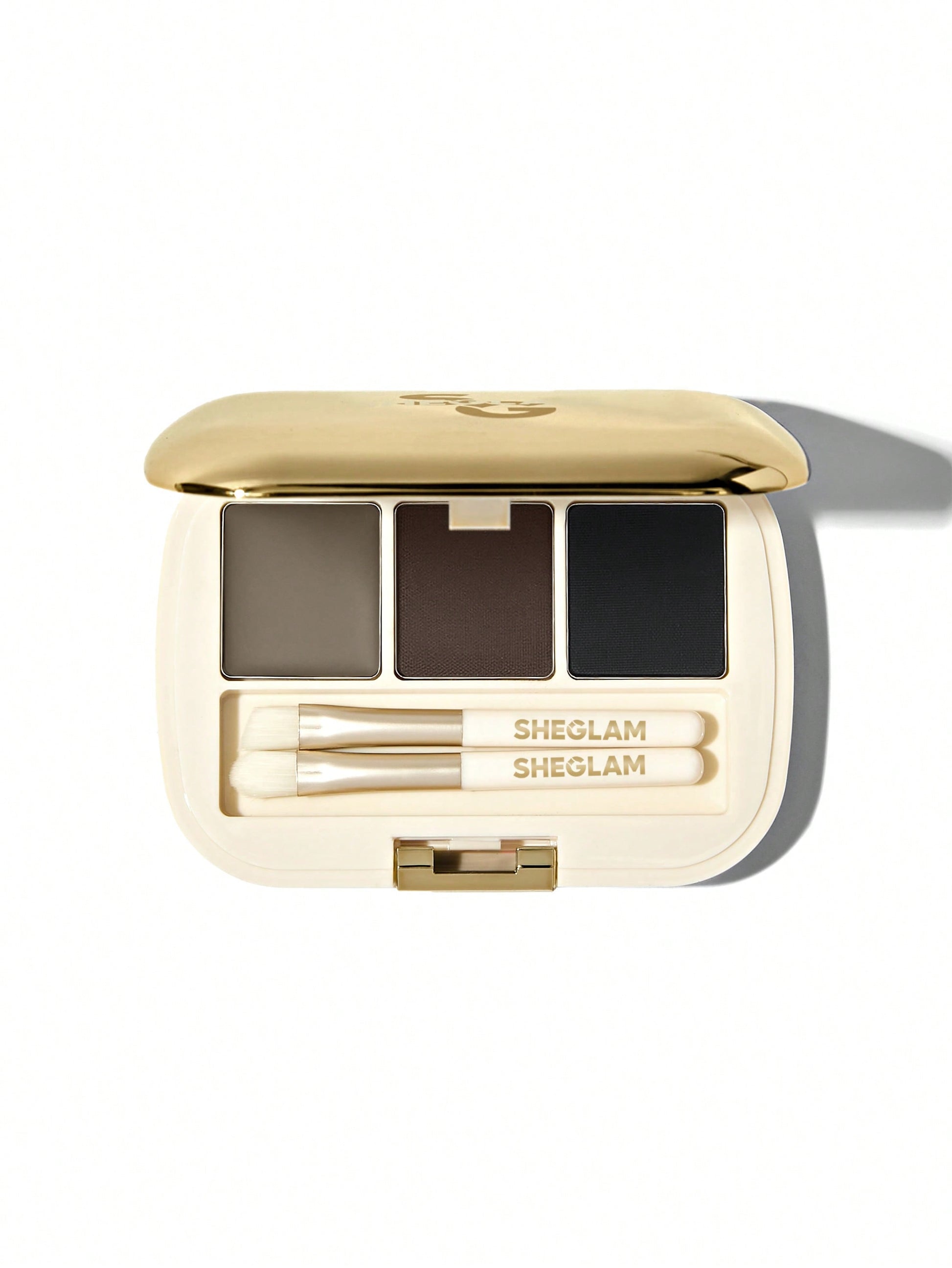 SHEGLAM Full-Filled Eyebrow Palette-102 Ash Brown 3-Color Matte Eyebrow Powder Eyebrow Wax Filling Defining Shaping Eyebrow Makeup with Small Brush Black Friday Party Eyebrow