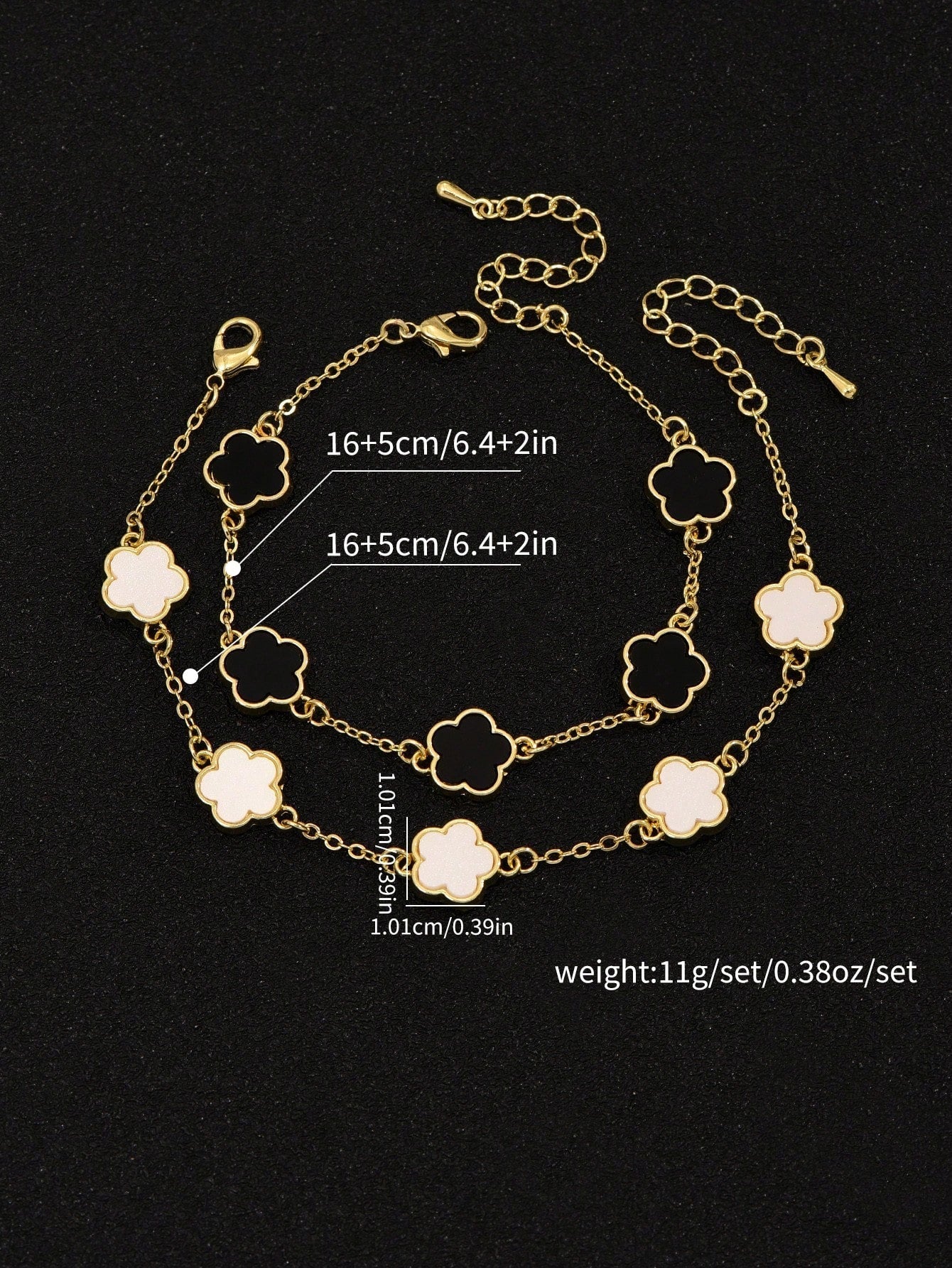 2Pcs/Set Simple & Fashionable Five Petals Copper Bracelet for Women, Suitable for Dating, Graduation, Daily Wear, Etc.