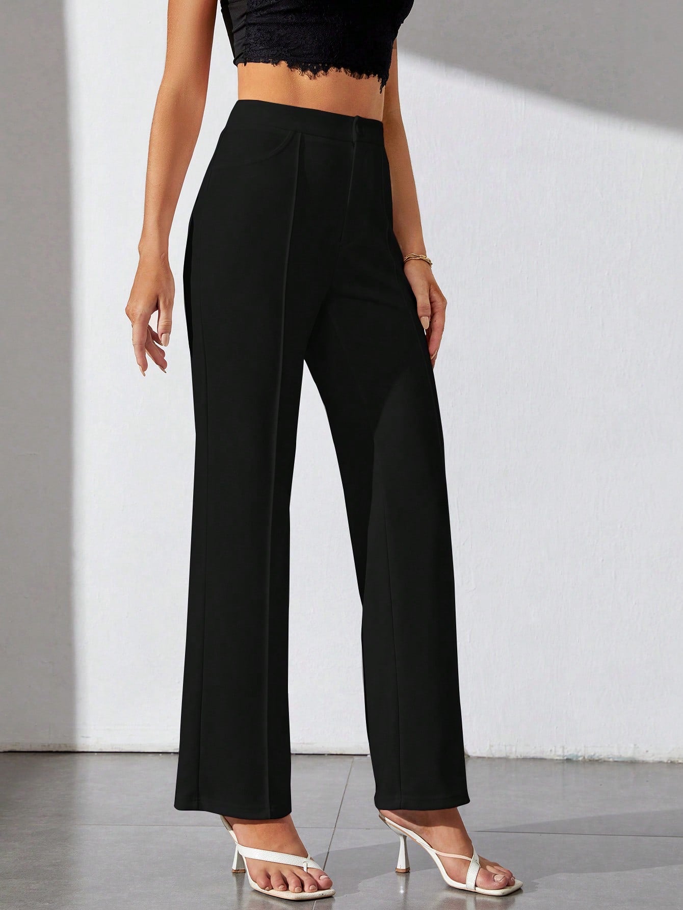 SHEIN Tall High Waist Seam Detail Pants