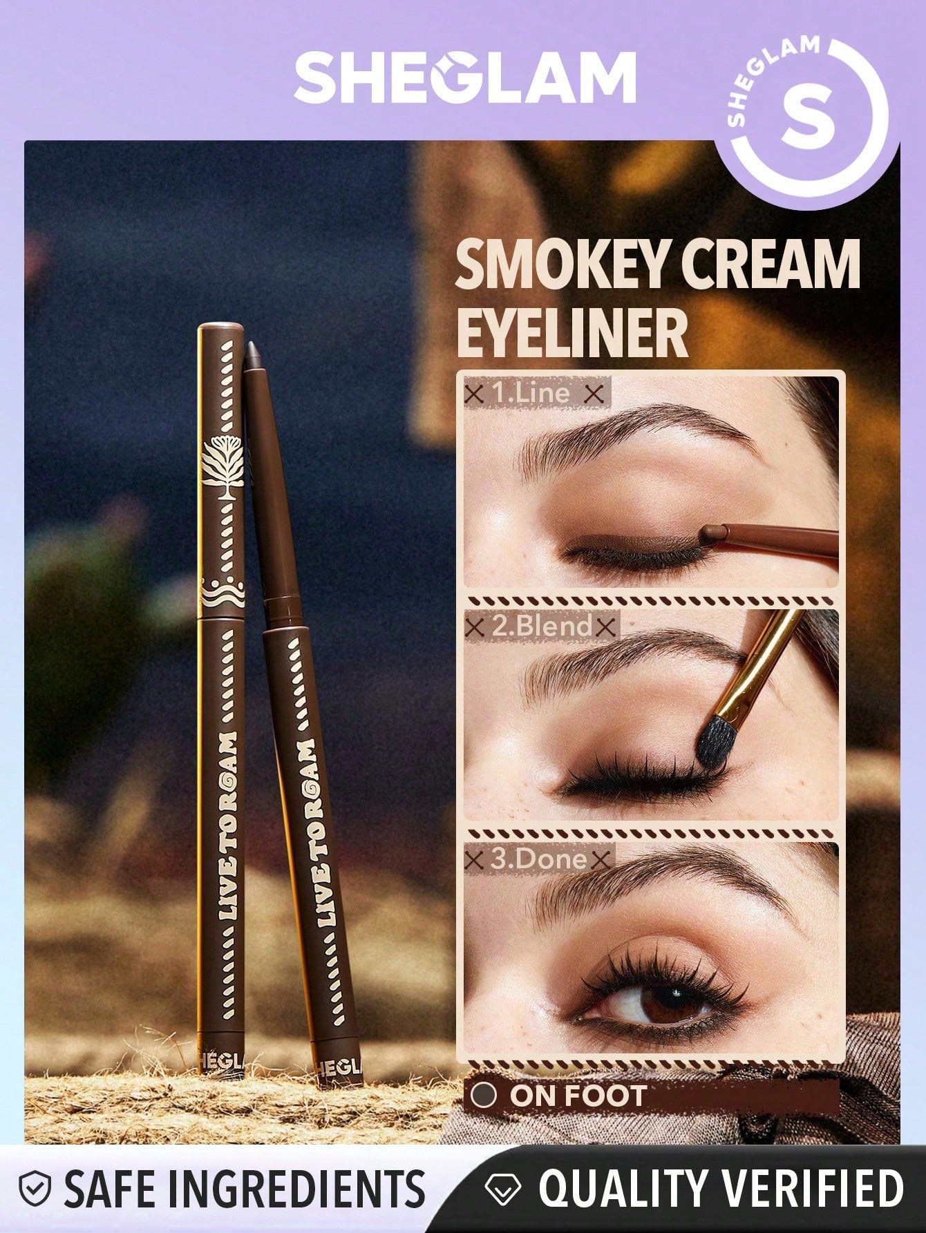 SHEGLAM Live to Roam Get Going Cream Eyeliner-On Foot 6 Colors Waterproof Long-Lasting Smoky Eyes Matte Eyeliner Pencil Extra-Fine No Smudge Ultra Pigmented Eyeliner Blendable Smooth Cat Eye Eye Make up Black Friday Winter Brown Eyeliner