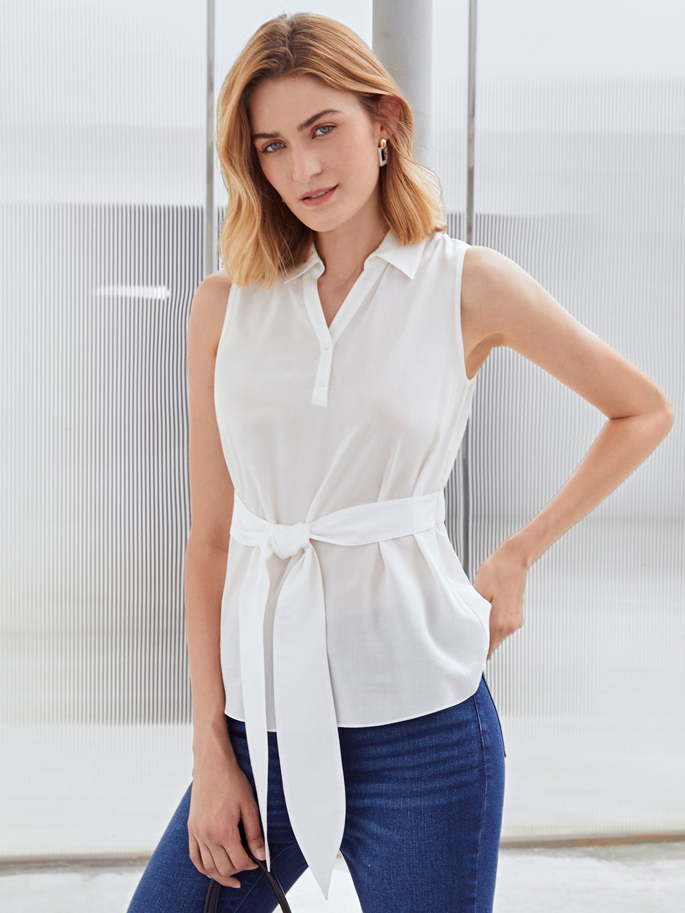 MOTF PREMIUM LYOCELL BELTED POPOVER TOP