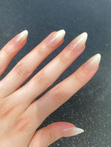 Instantly Upgrade Your Look with 24Pcs Short Almond Nude Ombre Glossy Fake Nail & 1Pc Nail File & 1Sheet Tape