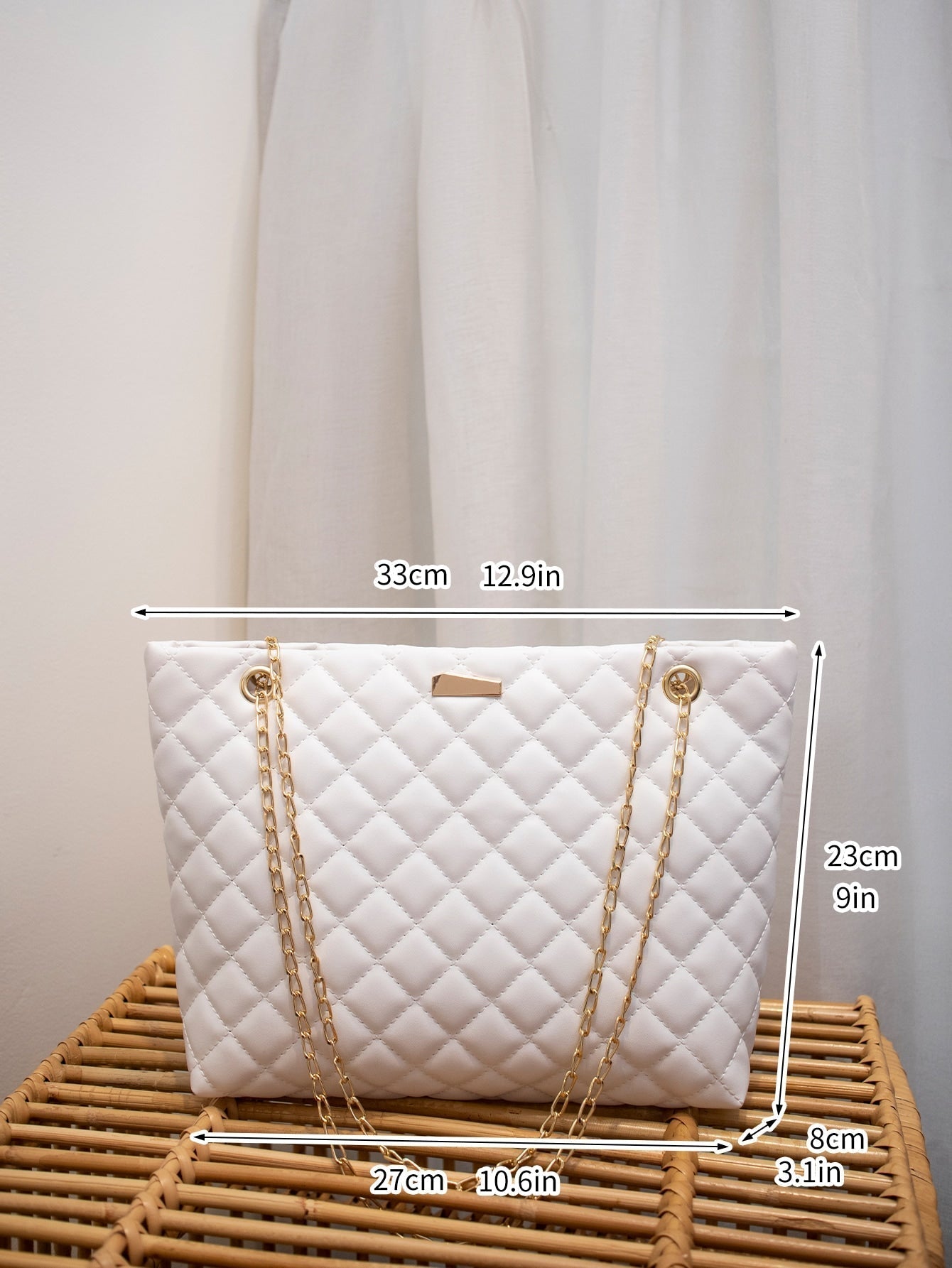 Quilted Chain Shoulder Tote Bag