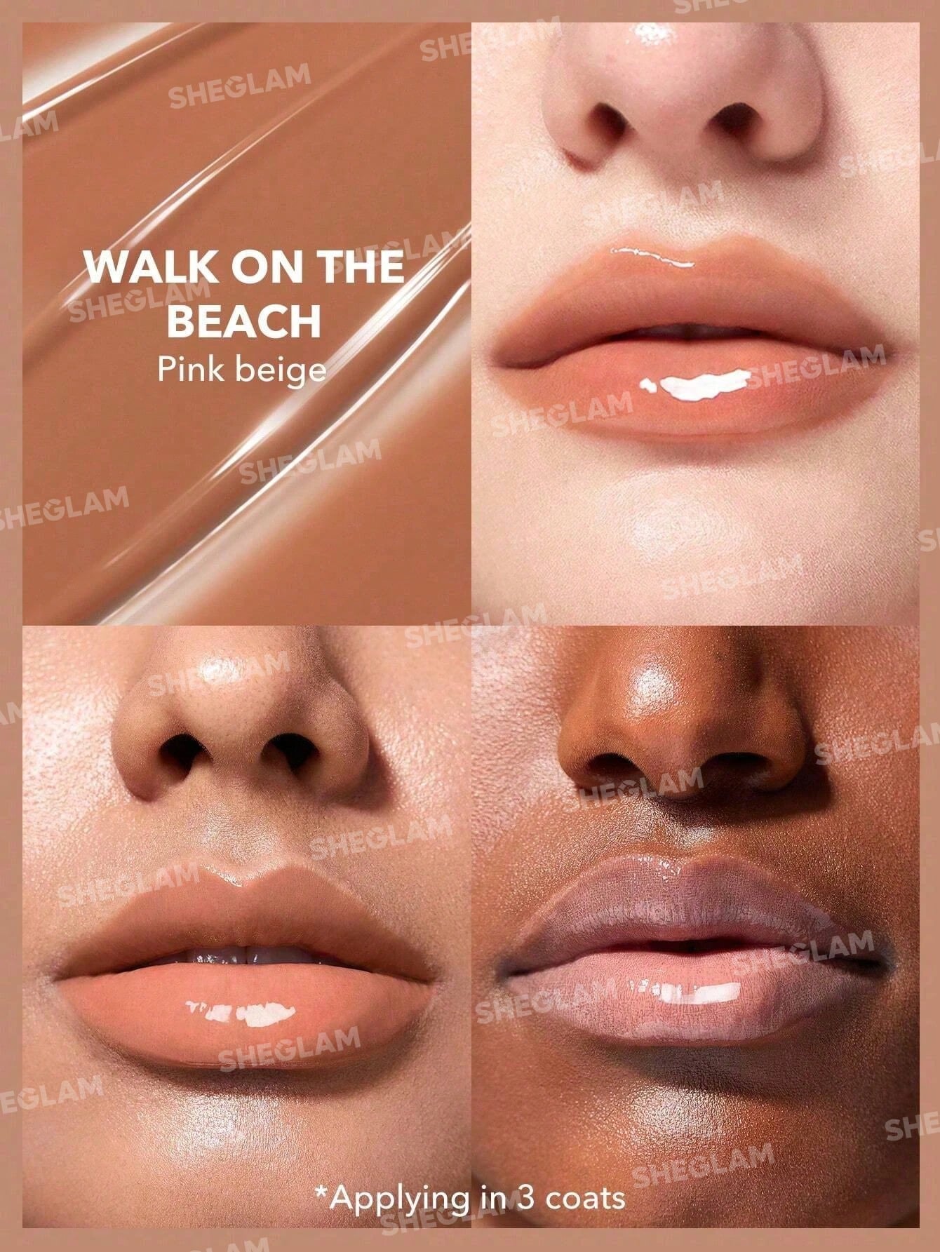 SHEGLAM Pout-Perfect Shine Lip Plumper-Walk on the Beach Moisturizing Plumping Solid Lip Gloss Non-Stick Nourishing Lip Plumping Serum Coconut Oil Lipstick Lip Cosmetics Black Friday Sale Brown Lip Plumper