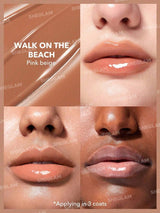 SHEGLAM Pout-Perfect Shine Lip Plumper-Walk on the Beach Moisturizing Plumping Solid Lip Gloss Non-Stick Nourishing Lip Plumping Serum Coconut Oil Lipstick Lip Cosmetics Black Friday Sale Brown Lip Plumper
