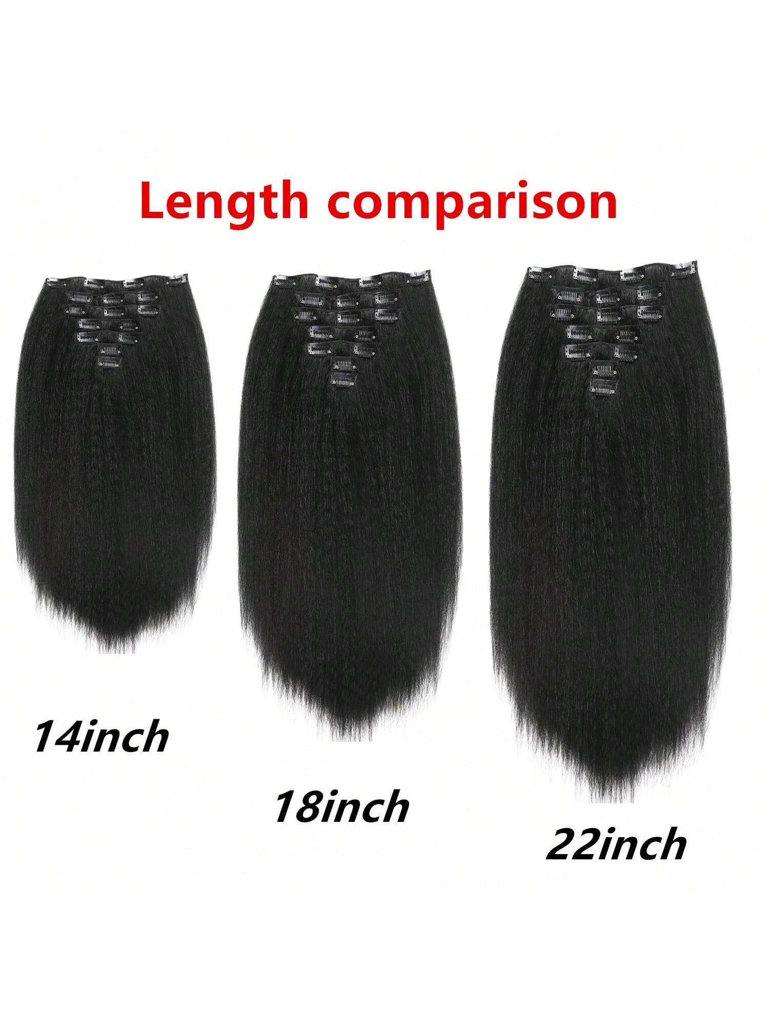 7 Pieces Kinky Straight Clip in Hair Extensions Black Hair Extensions Clip Ins for Straight Clip in Hair Extensions