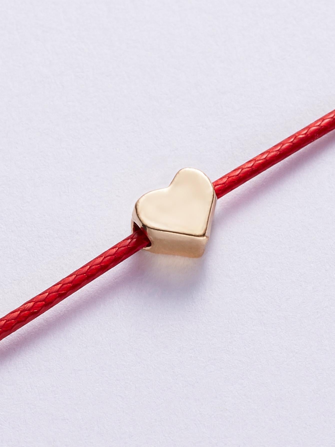 5Pcs/Set Fashionable Braided Detail Heart Decor Bracelet for Women for Daily Decoration