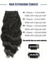4Pcs Clip in Water Ripple Synthetic Hair Extension