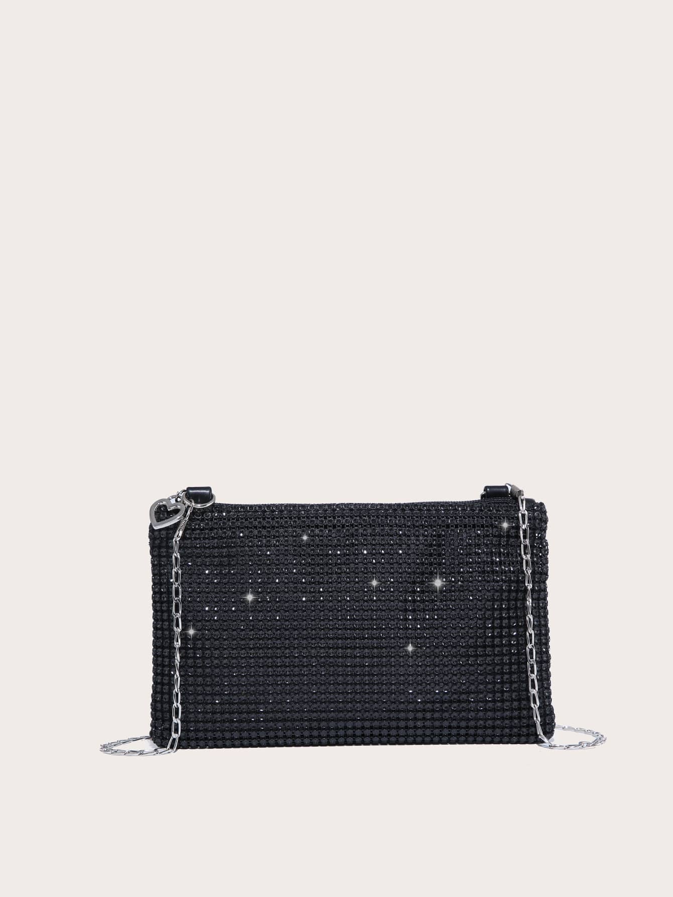 Shiny 1Pc Simple Glitter Rhinestone Look Crossbody Bag