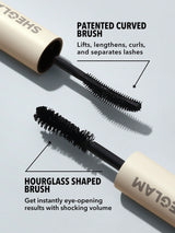 SHEGLAM All-In-One Volume & Length Mascara-Washable Black 2 in 1 Double Head Brush Easy to Remove No Smudge Curling Separation Thick Black Mascara Eye Makeup Black Friday Party Mascara