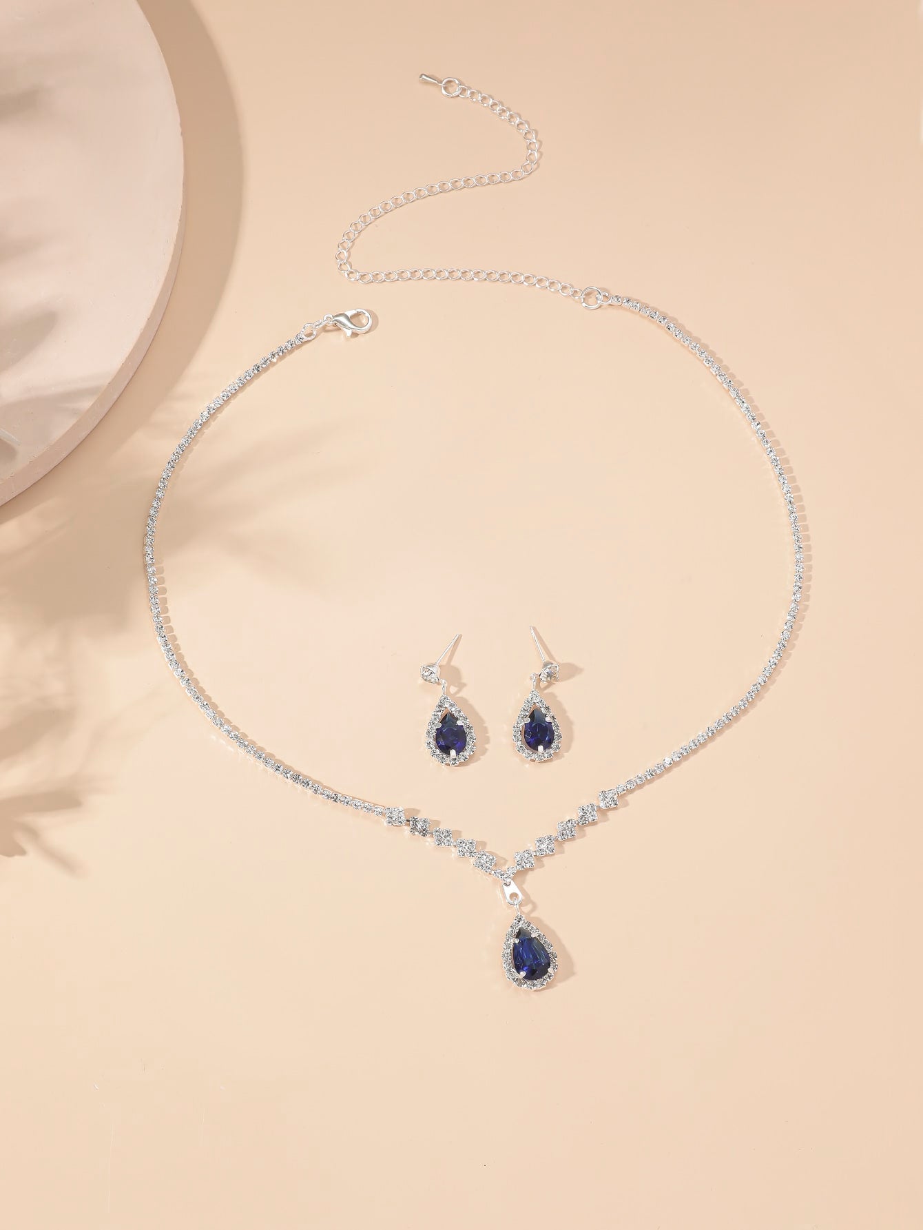 3Pcs/Set Rhinestone Water-Drop Decor Jewelry Set