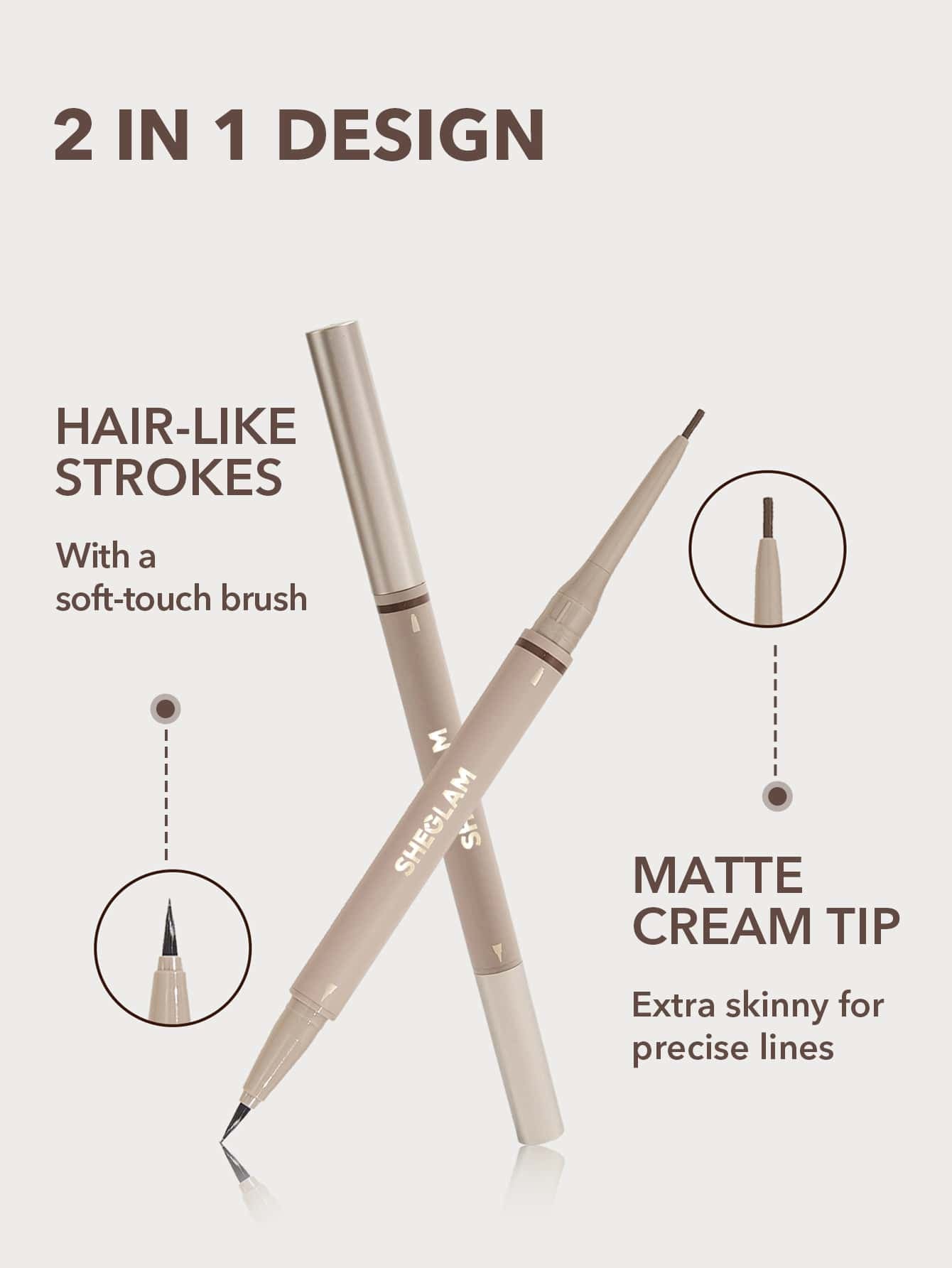 SHEGLAM Brows on Demand 2-In-1 Brow Pencil - Chocolate Waterproof Liquid Eyebrow Pen Sweat-Proof Anti-Oil Natural Brow Filling Outlining Eyebrow Cream Gel Makeup Black Friday Eyebrow