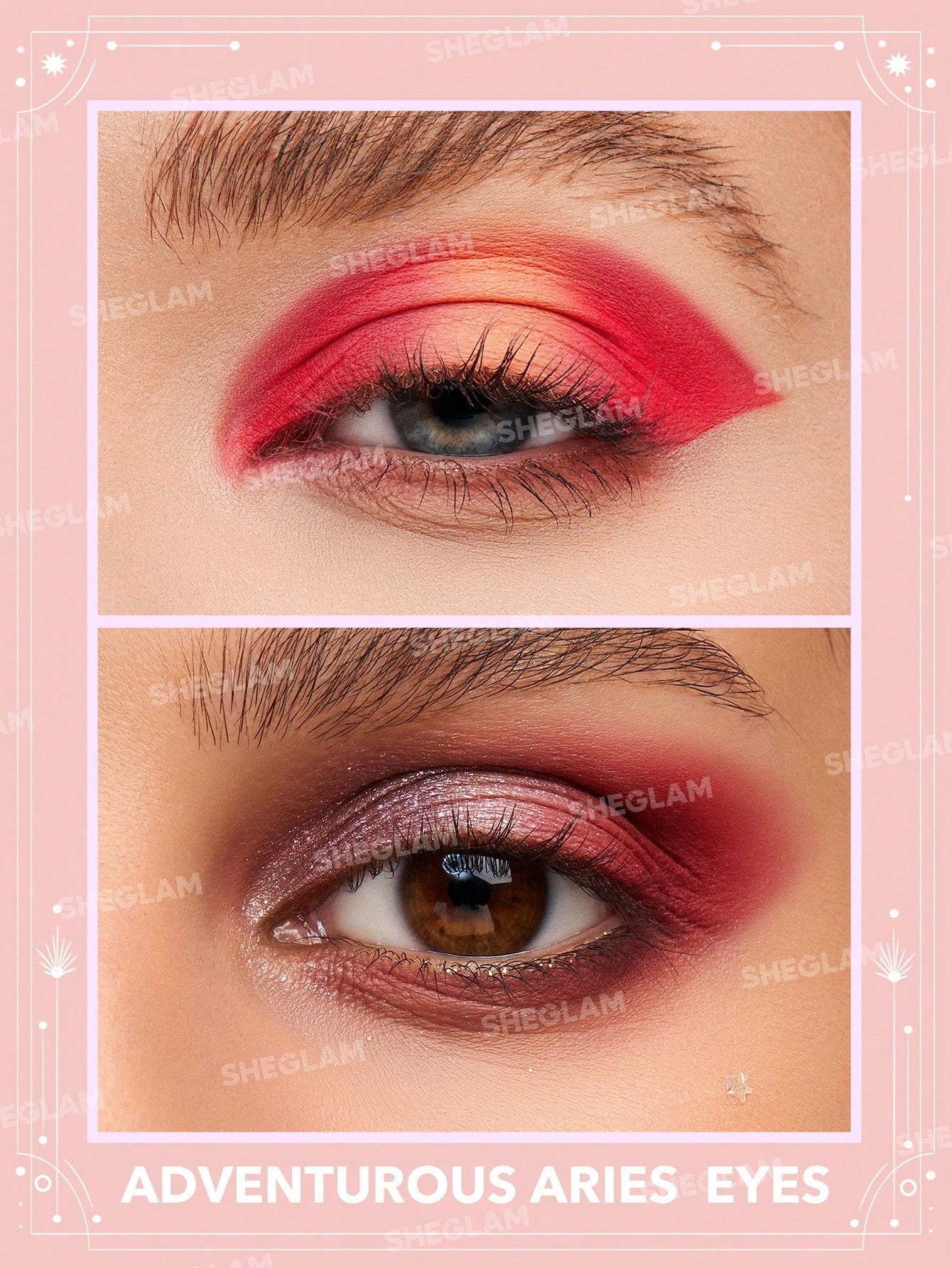 SHEGLAM Adventurous Aries Palette 8-Clolor Shimmer Matte Eyeshadow Palette Orange Red Brown High Pigment Long Wear Blendable Cream Eyeshadow Black Friday Winter Pink Brown Eyeshadow