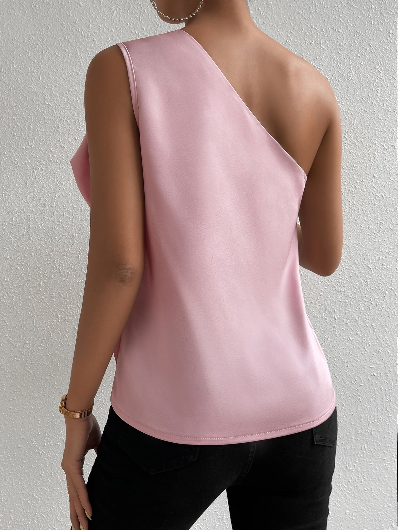 SHEIN Privé One Shoulder Ruched Blouse