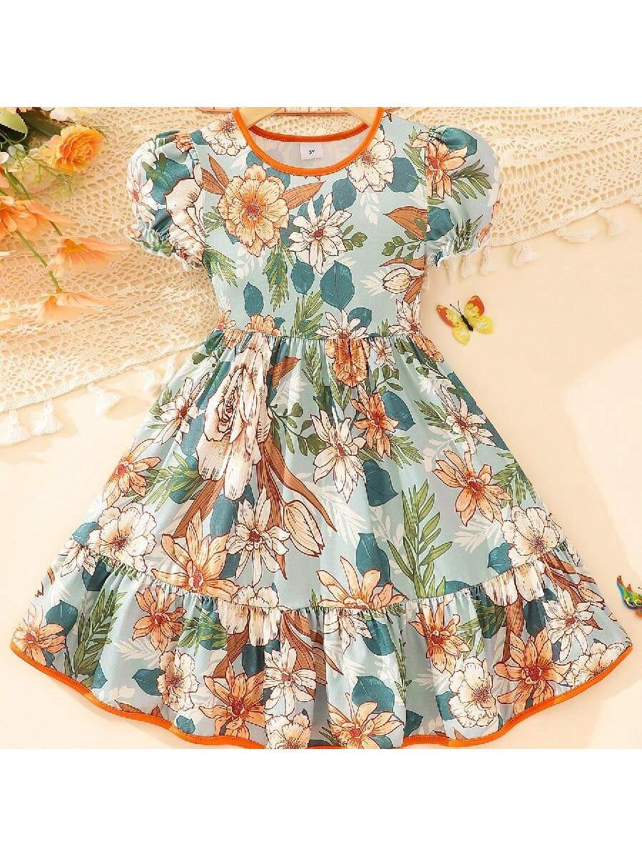 Young Girls' New Arrivals Floral Print Princess Dress for Summer