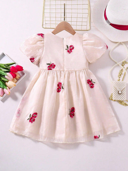 SHEIN Kids CHARMNG Toddler Girls' Gorgeous Party Dress with Bow Decoration