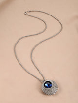 Rhinestone Decor round Pendant Long Necklace for Women'S Fashion Accessory