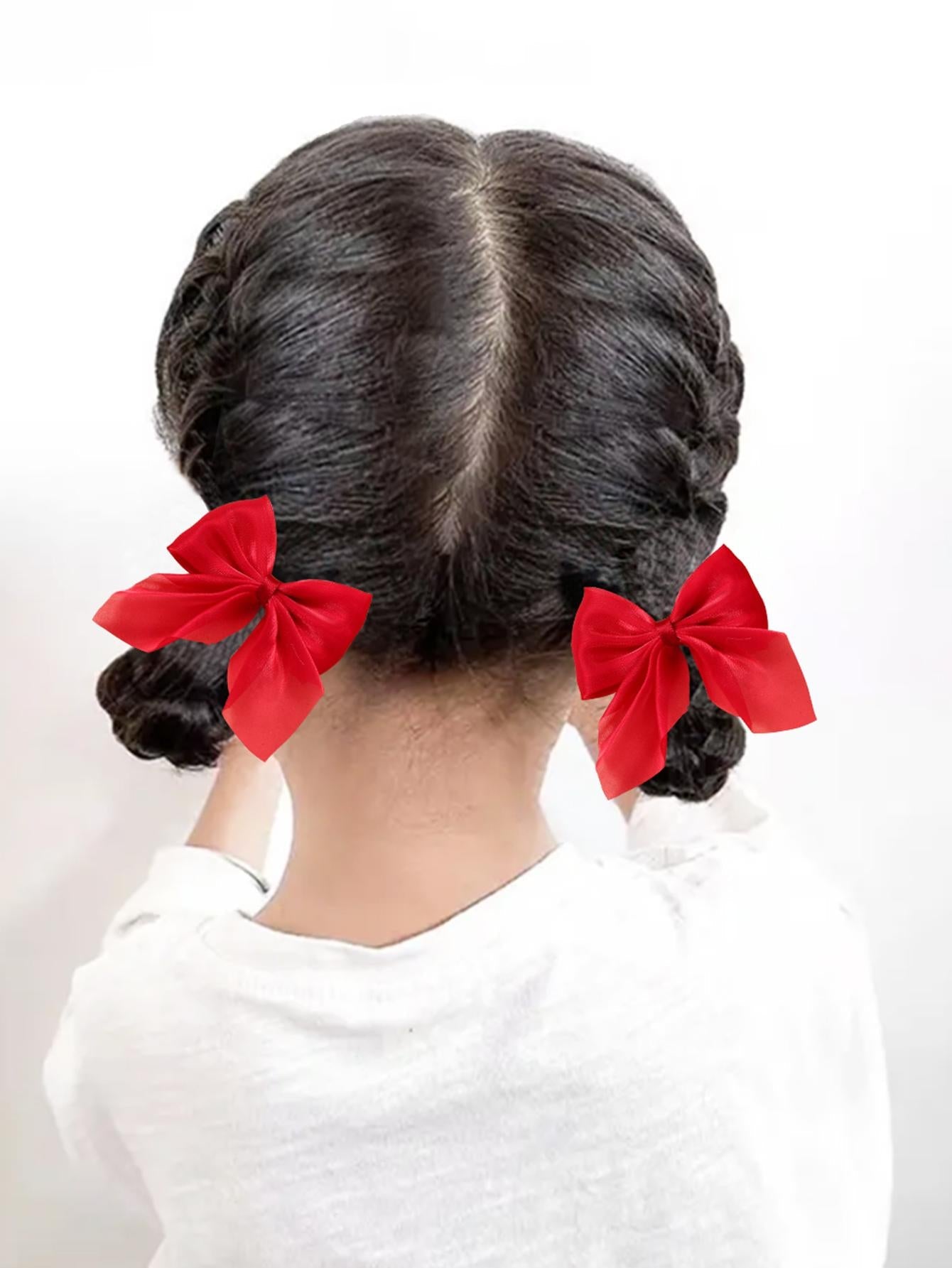 2Pcs Girls Bow Decor Cute Alligator Hair Clip for Hair Decoration