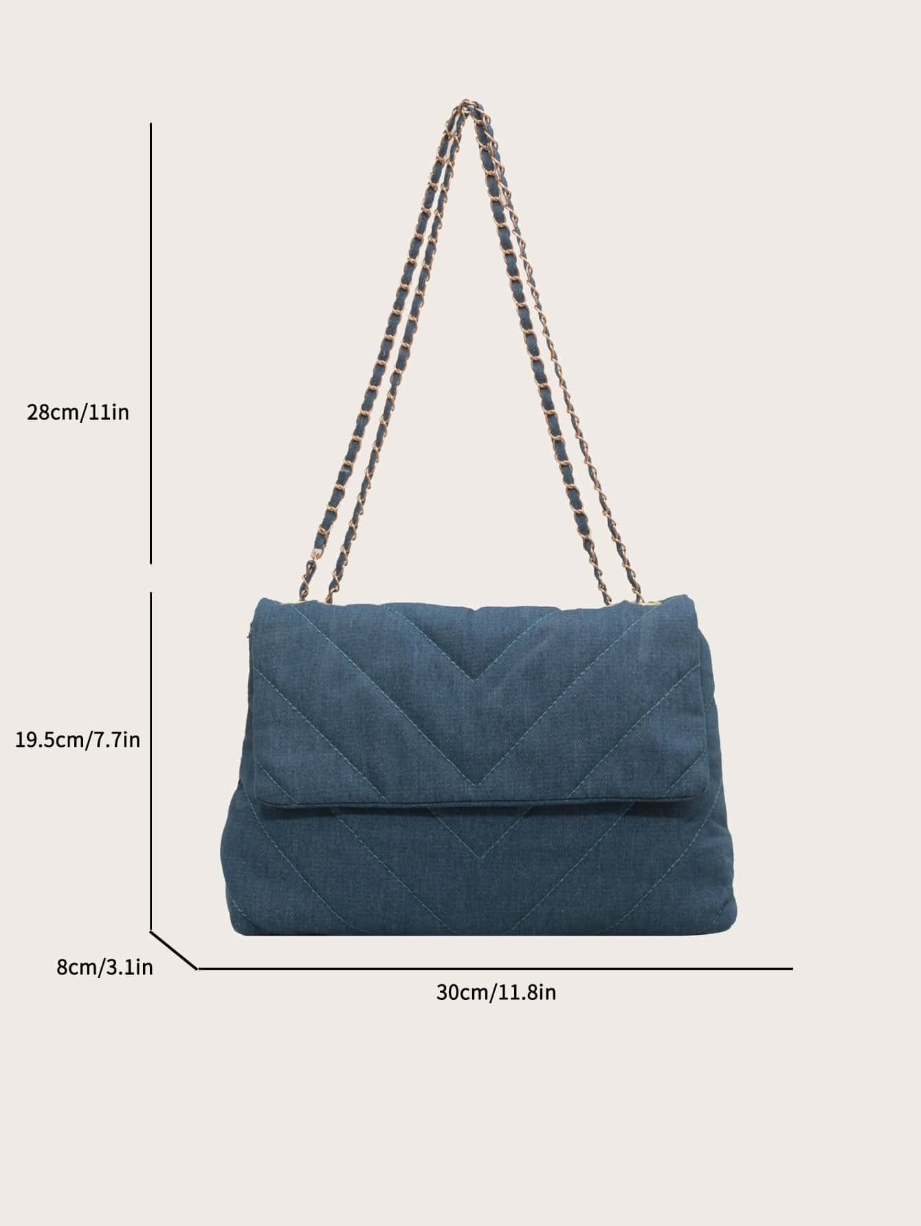 Chevron Chain Shoulder Tote Bag
