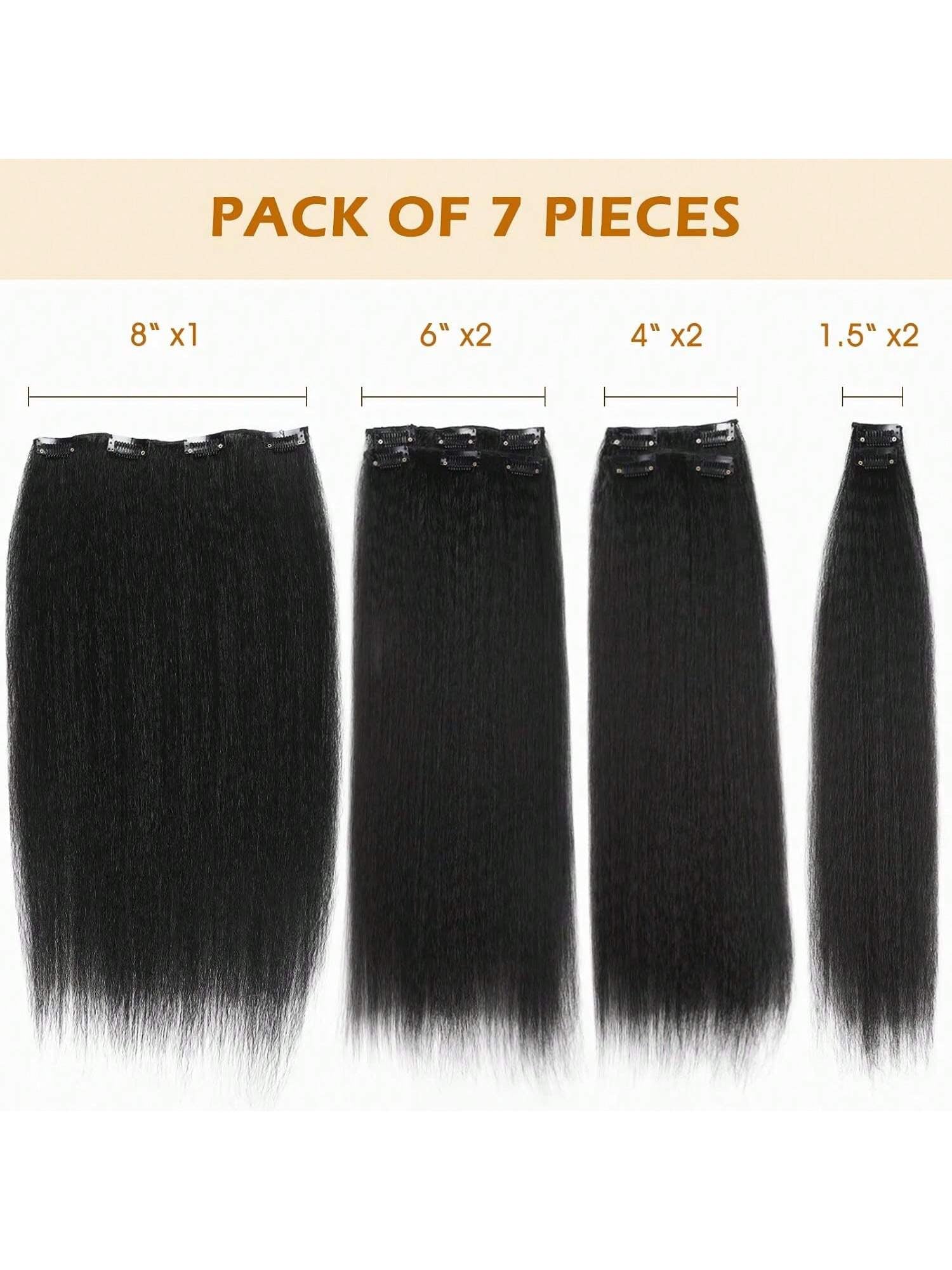 7 Pieces Kinky Straight Clip in Hair Extensions Black Hair Extensions Clip Ins for Straight Clip in Hair Extensions