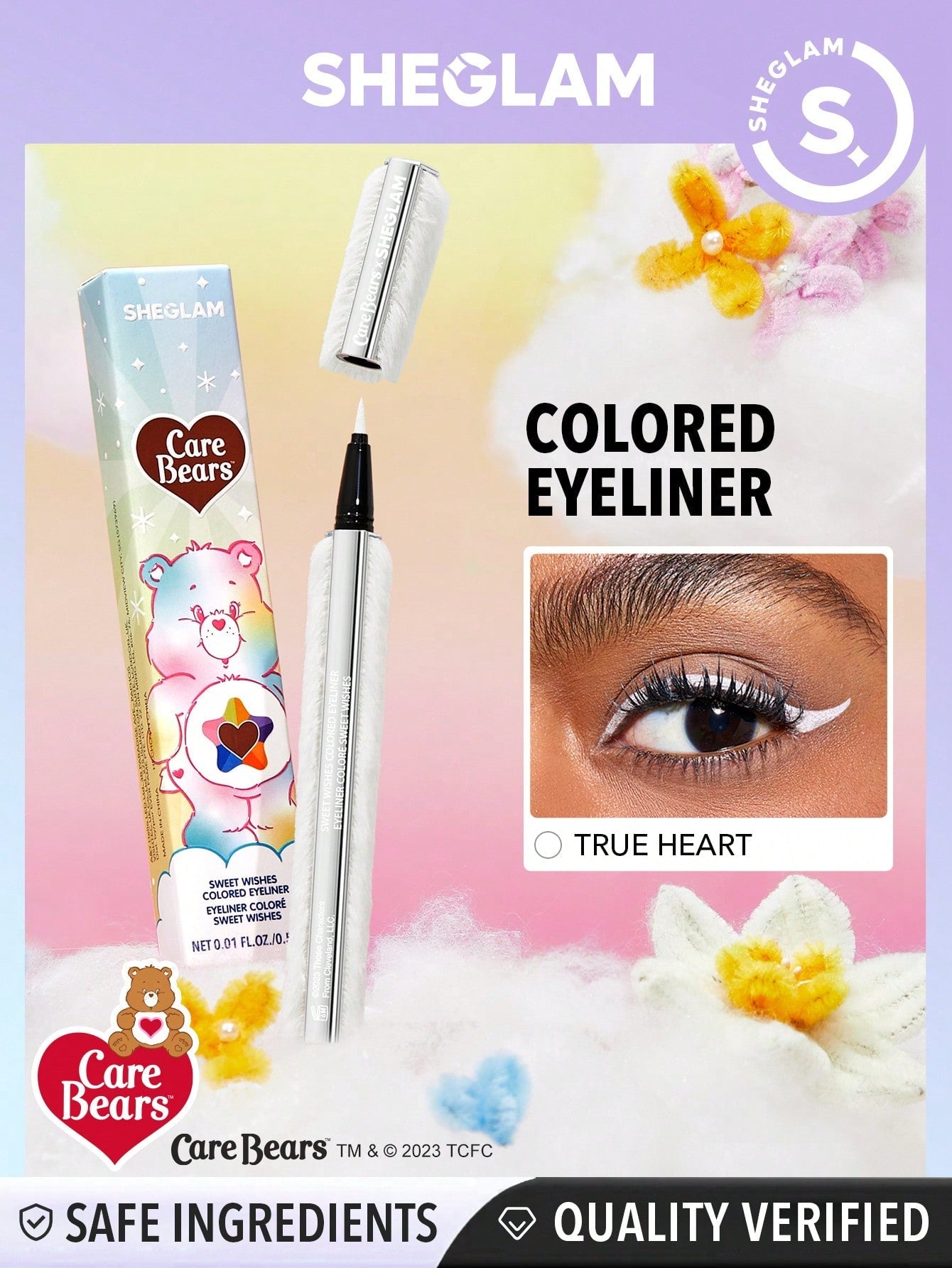 SHEGLAM X Care Bears Sweet Wishes Colored Eyeliner-True Heart 3 Colors Colorful Matte Eyeliner Pencil Long-Lasting Extra-Fine Eyeliner Easy to Wear Bold Eye Make up Black Friday Trending Y6K Eyeliner