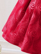 SHEIN Kids CHARMNG Girls' Velvet Gorgeous Feather Print Dress