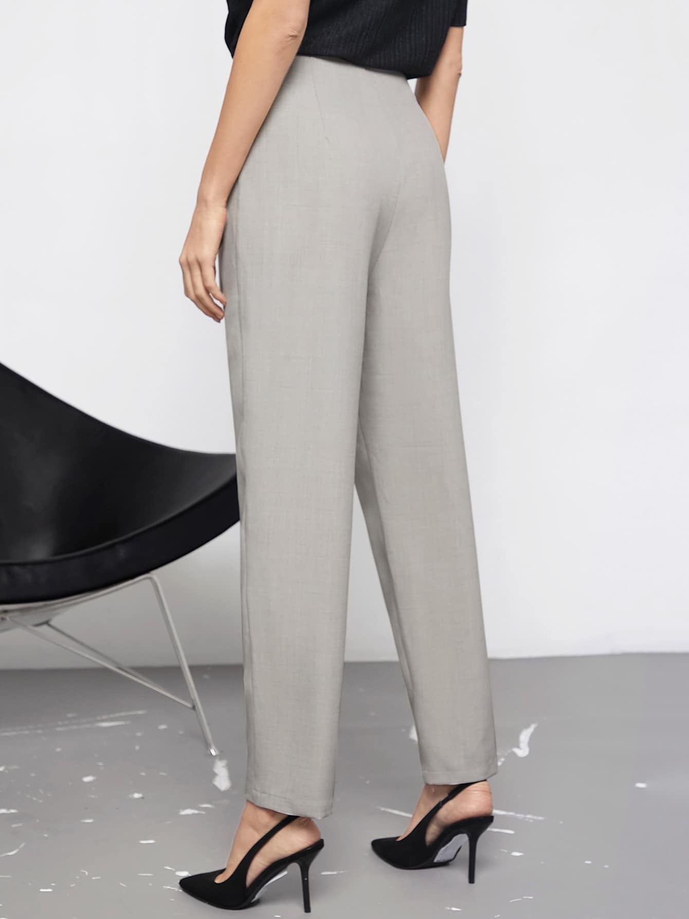 SHEIN Maija High Waist Chain Detail Pants Workwear