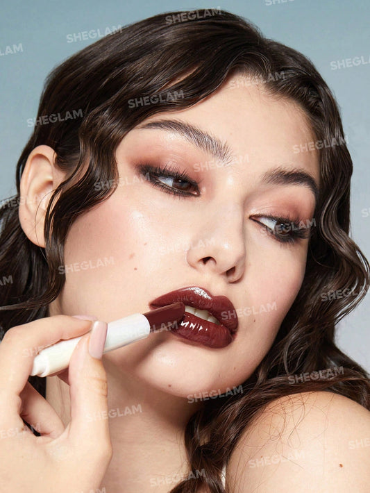 SHEGLAM Pout-Perfect Shine Lip Plumper-Hot Cocoa Moisturizing Plumping Solid Lip Gloss Non-Stick Nourishing Lip Plumping Serum Coconut Oil Lipstick Lip Cosmetics Gift Brown Lip Plumper