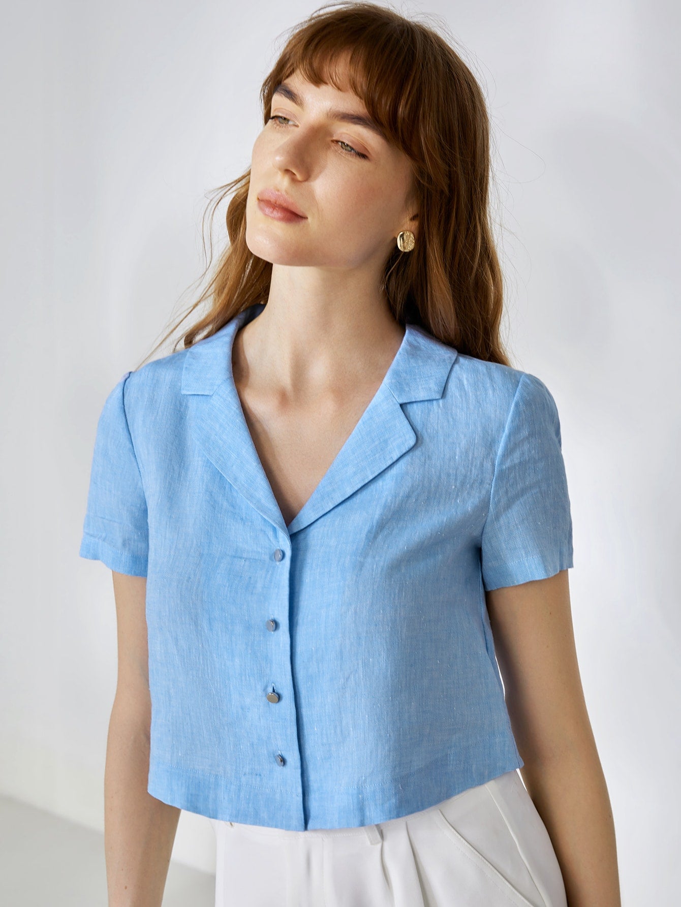 MOTF PREMIUM 100% LINEN CROPPED BLOUSE