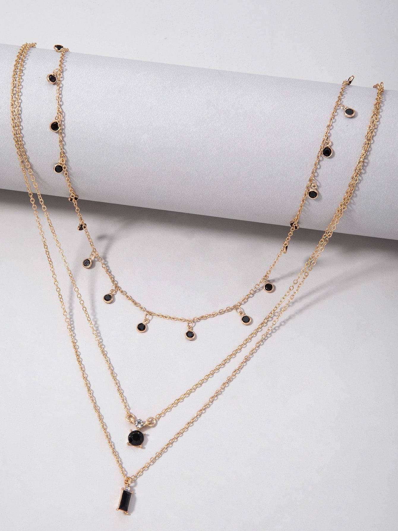 2Pcs/Set Alloy Rhinestone Tassel Chain Necklace, Multi-Layered Geometric Pendant Necklace for Women'S Party Gift (Handmade Chain with Uneven Number of Rhinestones Due to Different Sizes)