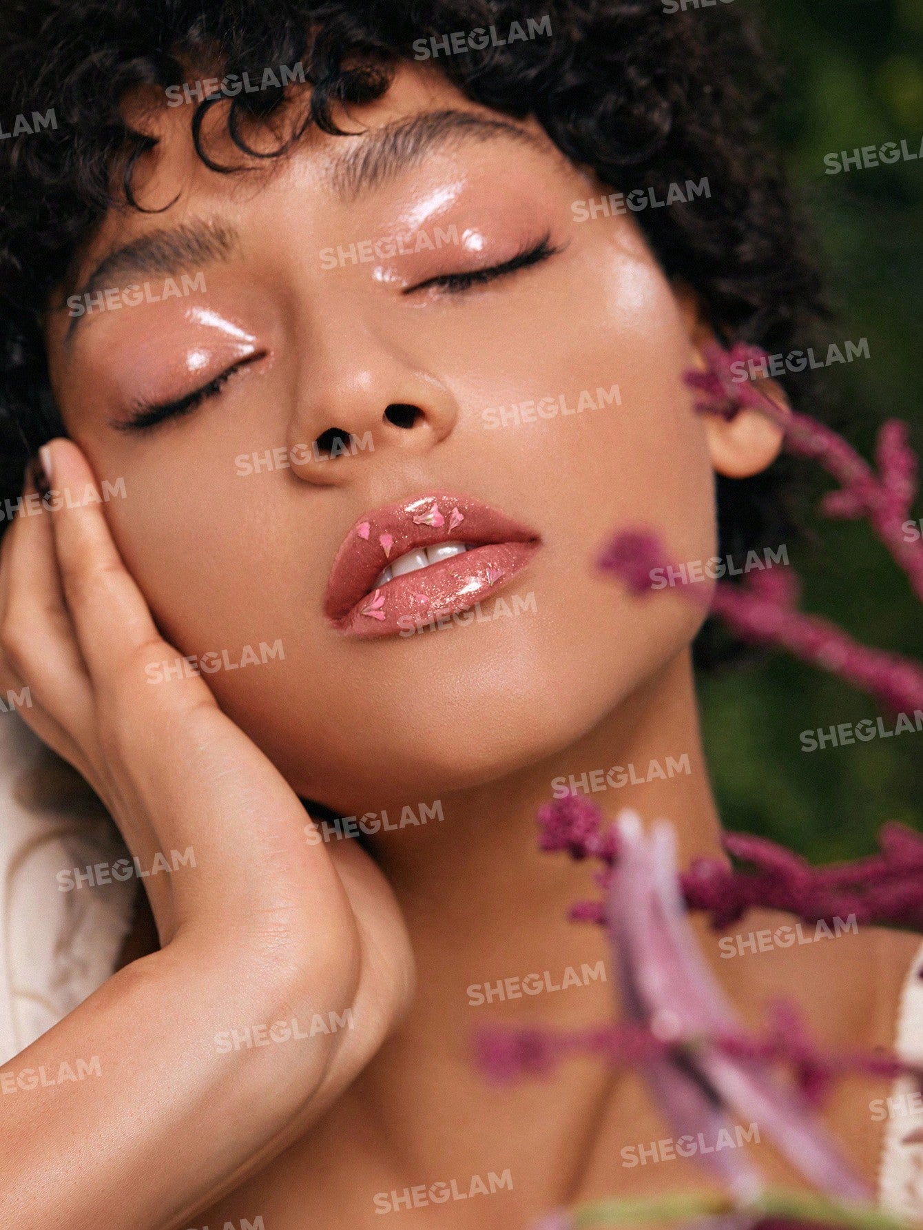 SHEGLAM Power Bouquet Lip Gloss-Pink Slip Shiny Tinted Moisturizing Lip Gloss Plumping Non-Sticky Lip Oil Repairing Camelia Extract Lip Care Black Friday Winter Brown Lip Gloss