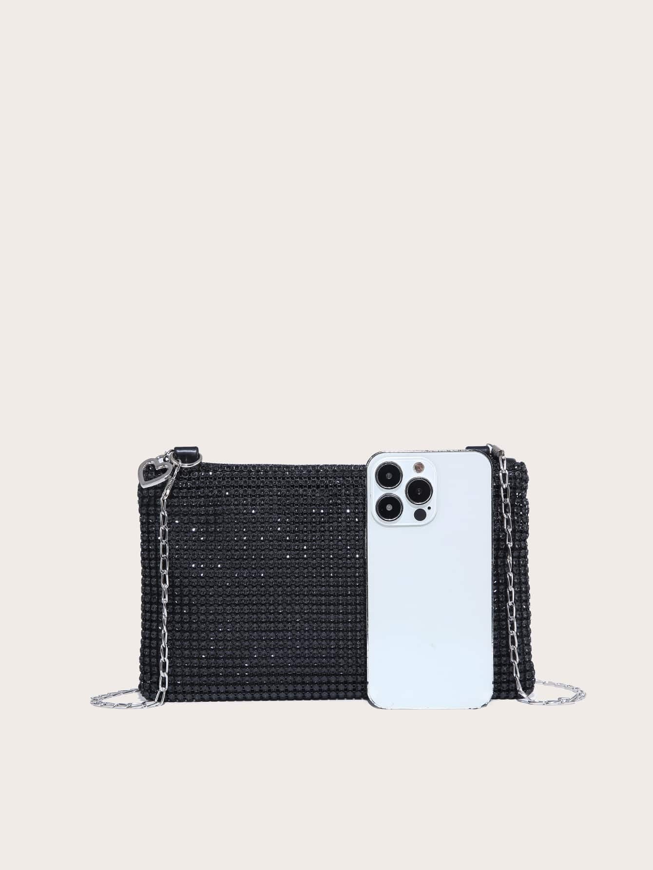 Shiny 1Pc Simple Glitter Rhinestone Look Crossbody Bag