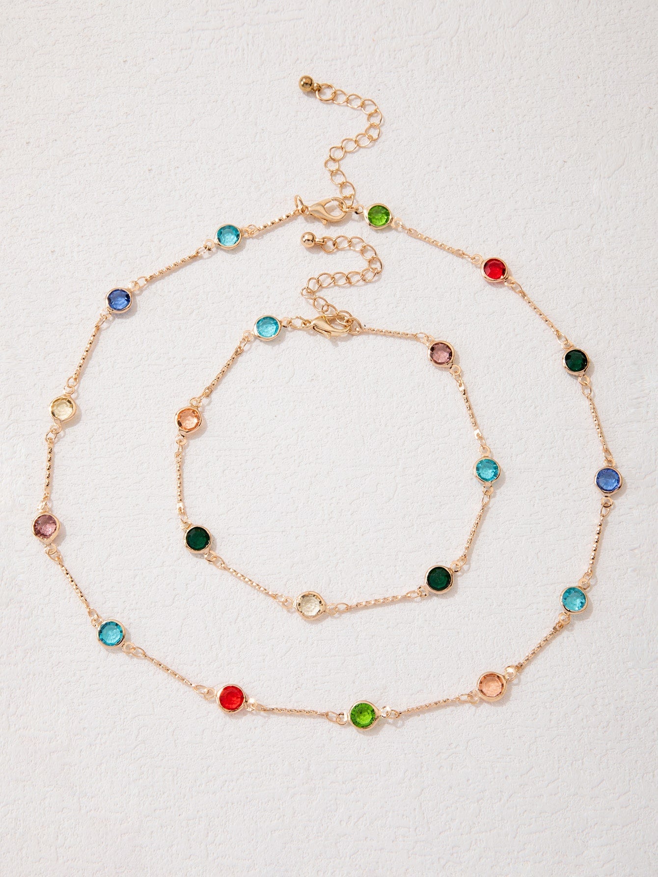 Rhinestone Decor Necklace & Bracelet