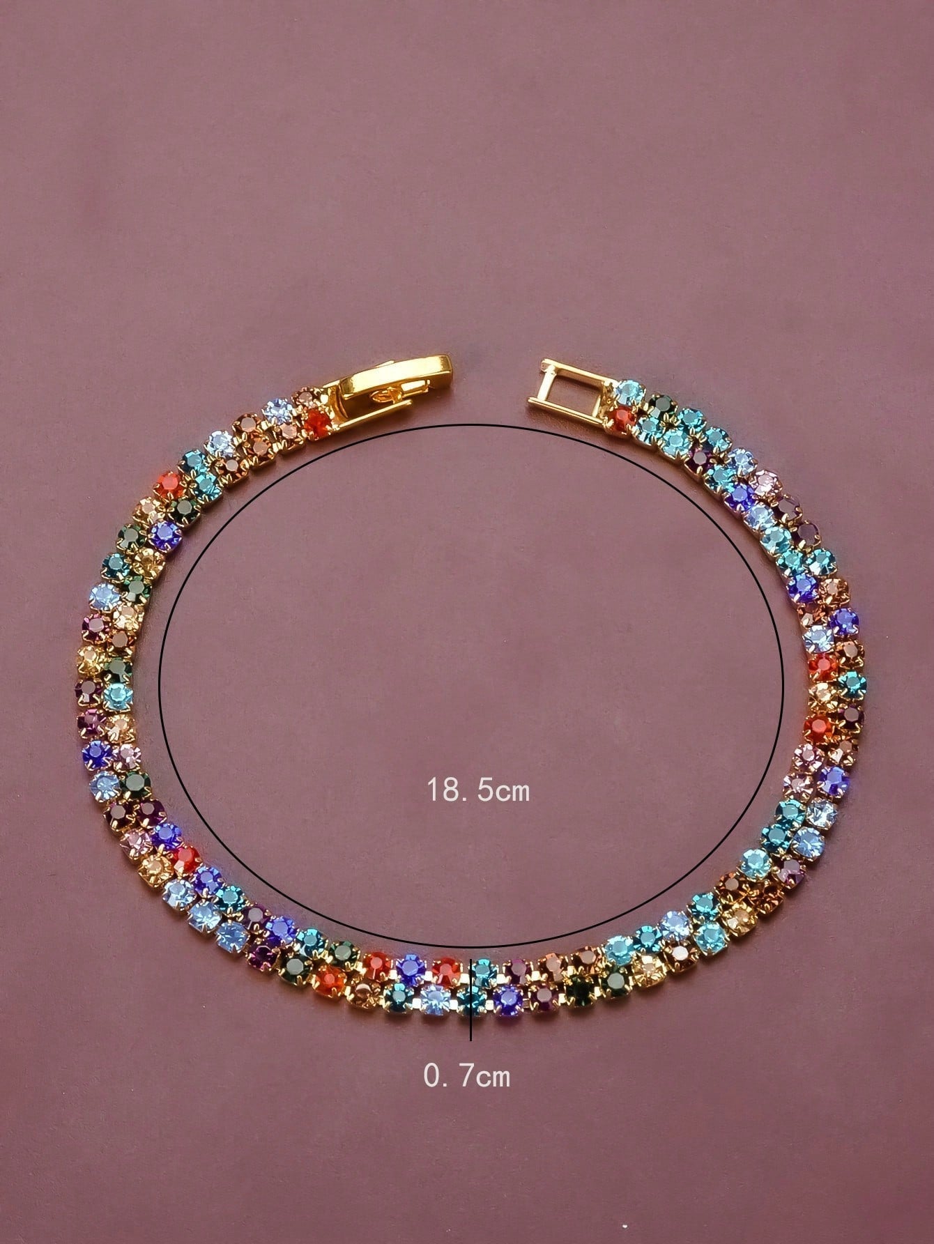 1Pc Fashionable All-Match Women'S Colorful Rhinestone Decor Bracelet, Simple Personalized Slim Chain