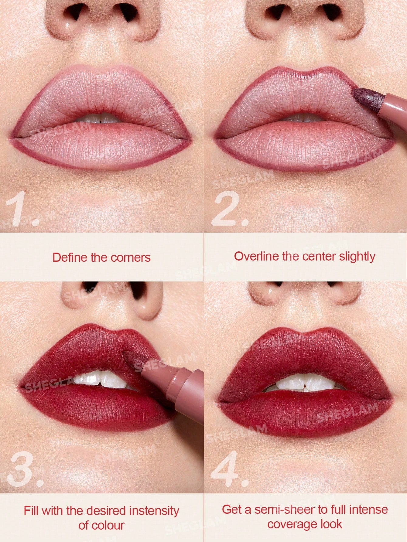 SHEGLAM Love Stained Lip Tint Marker-Pure Love Matte Red Lip Stain Pen Highly Pigmented Long-Lasting Lip Liner Contour Tint Lip Makeup Black Friday Lip Liner