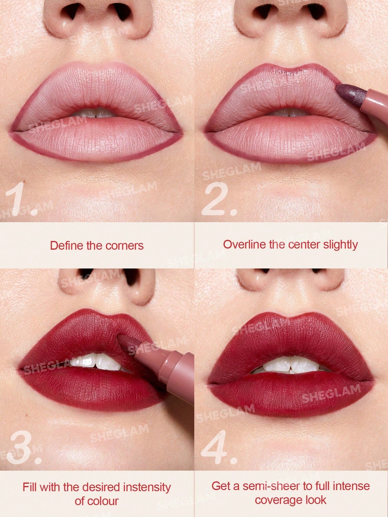 SHEGLAM Love Stained Lip Tint Marker-Pure Love Matte Red Lip Stain Pen Highly Pigmented Long-Lasting Lip Liner Contour Tint Lip Makeup Black Friday Lip Liner