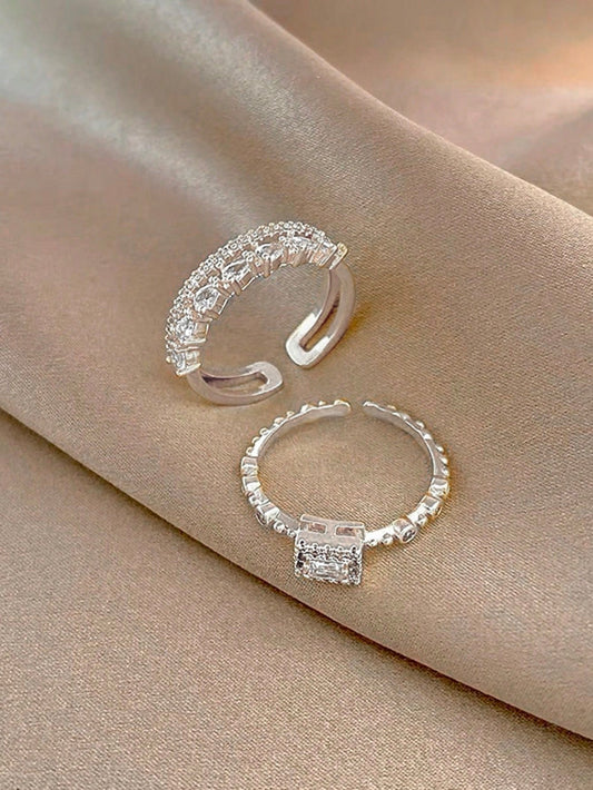 2Pcs/Set Fashionable Double Layered Adjustable Vintage Ring