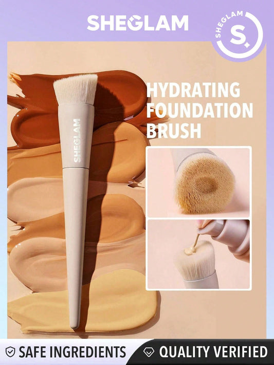 SHEGLAM Skinfinite Foundation Brush Synthetic Flat Top Grooved Design Foundation Brush Professional Makeup Brush Liquid Blending Makeup Tool Black Friday Winter Gifts Face Brush