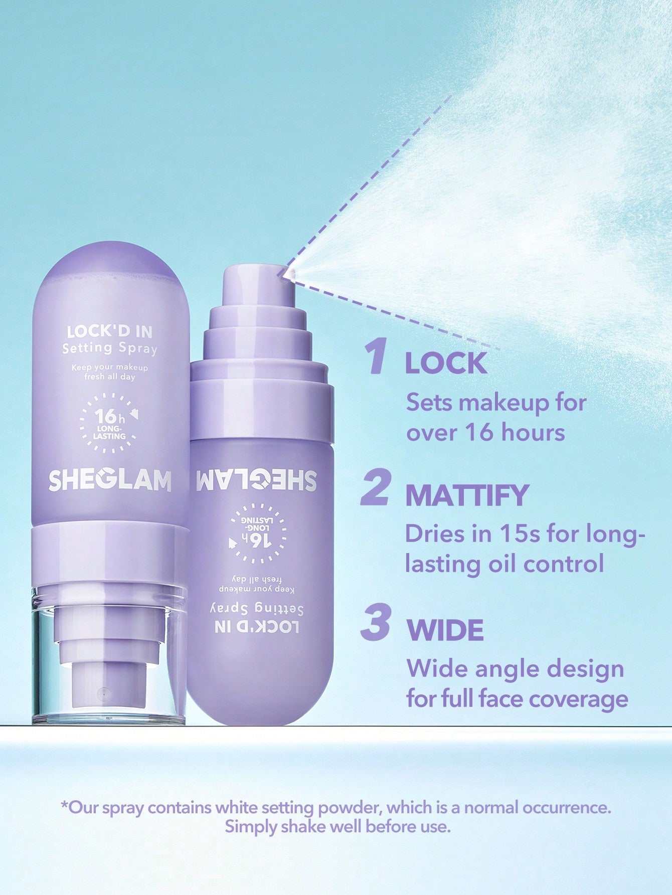 SHEGLAM Lock'D in Setting Spray Mattifying Effect Quick-Drying Long Lasting Makeup Locking Spray Oil-Control Non-Greasy Makeup Setting Black Friday Winter Summer Setting Spray