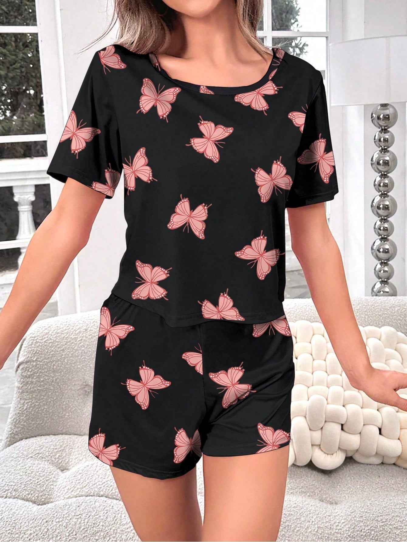 Butterfly Print Tee & Shorts PJ Set
