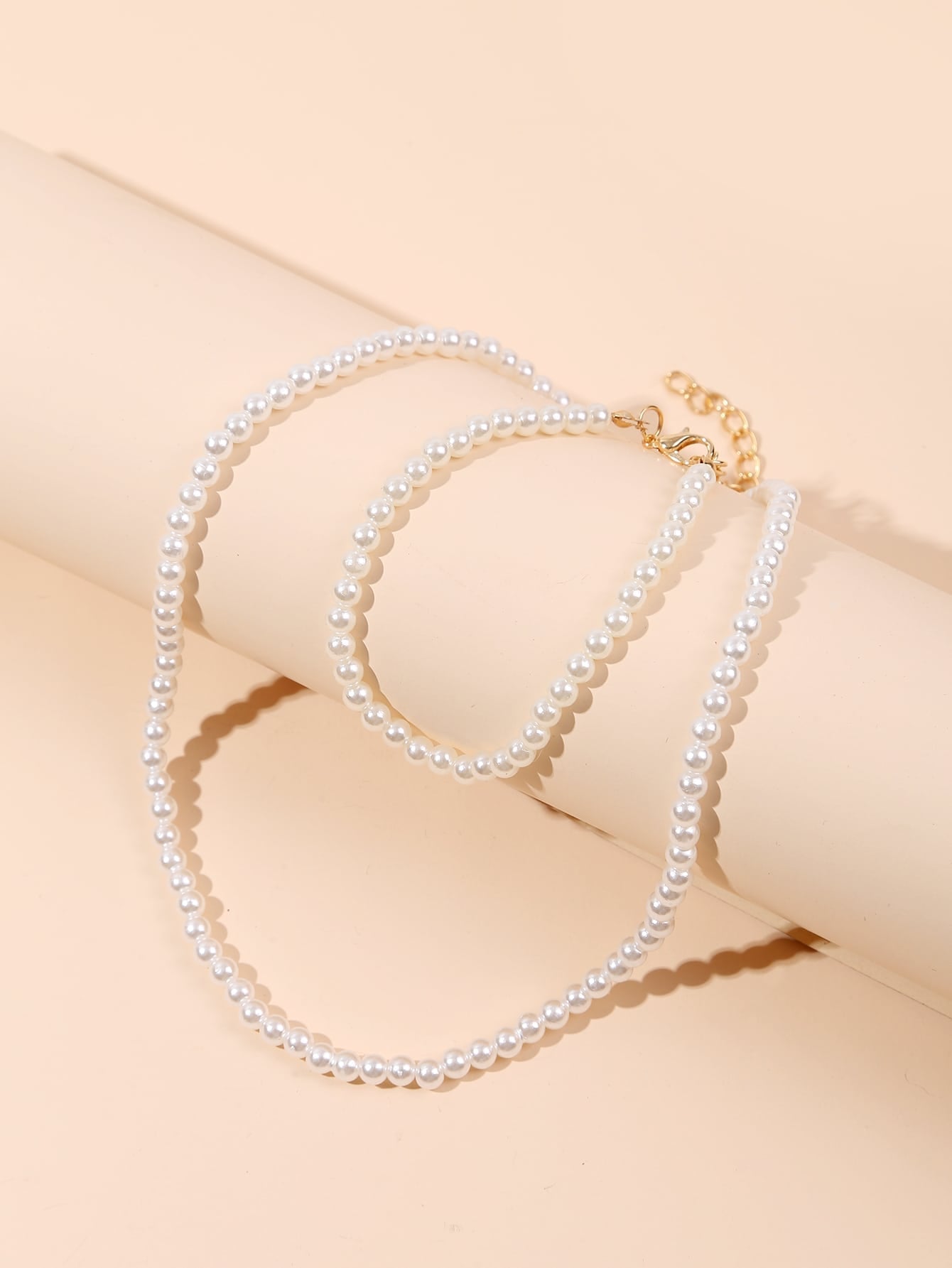 Faux Pearl Decor Beaded Necklace & Bracelet